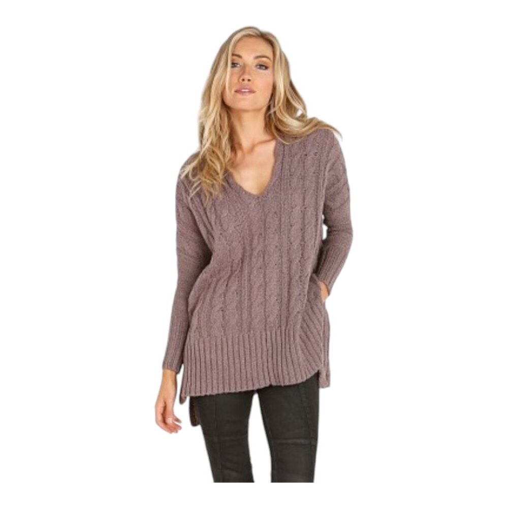 Free People V-Neck Sweater in Mauve